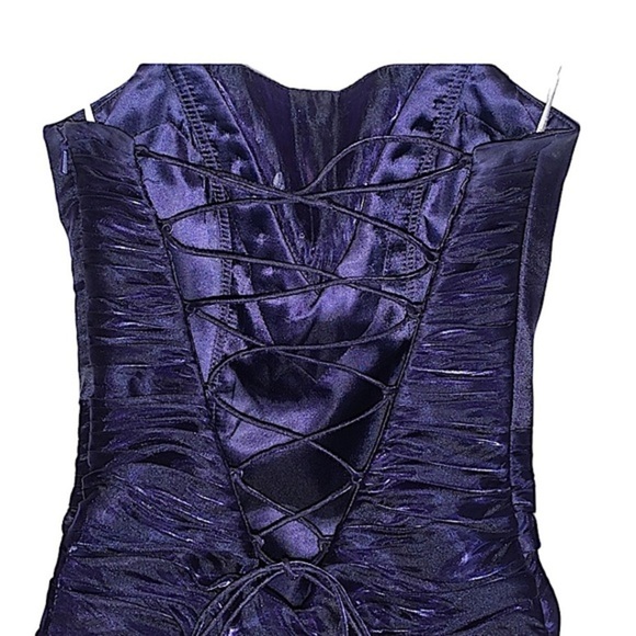 Strapless Flamenco Gown Royal Blue w/Sequin Accent Size 0 Open Lace Up Back - Picture 5 of 11